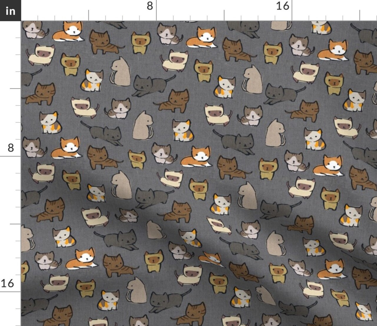 Cute Cats Animals Pet Cats Siamese Kittens Gray White Brown Kids Feline Breeds Beige Custom Printed Fabric by Spoonflower Various Fabrics by the Yard or Fat Quarter